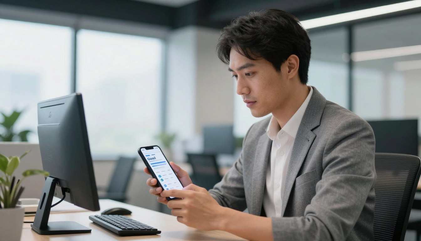 busy professional using AI life coach app for goal tracking
