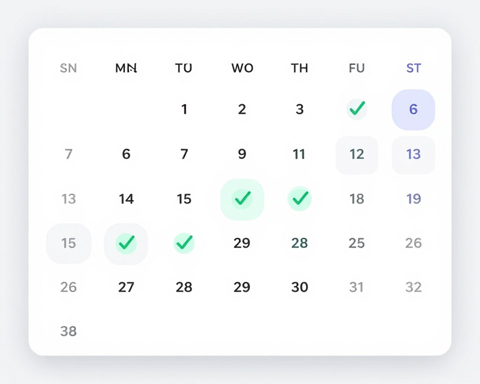 Calendar view showing consistent but manageable check-in pattern with AI coach