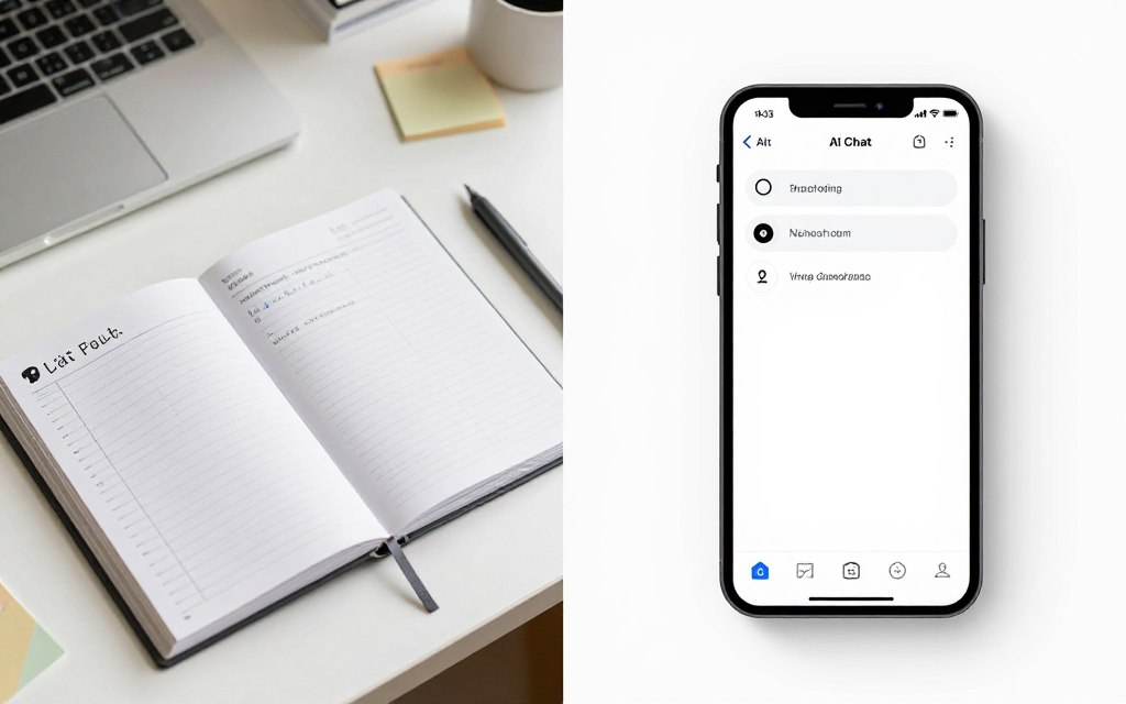 Comparison visual showing cluttered productivity system versus simple AI chat interface