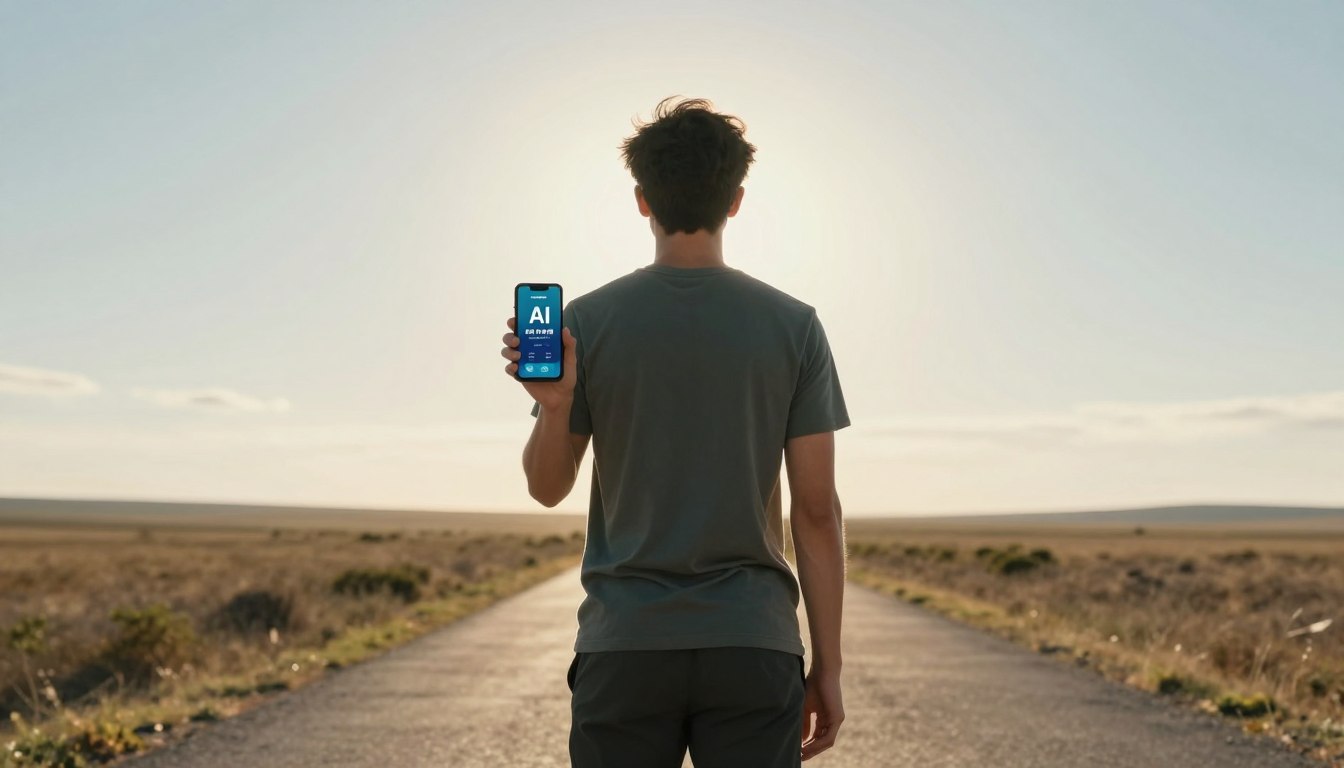 Confident person starting their goal achievement journey with AI coaching support