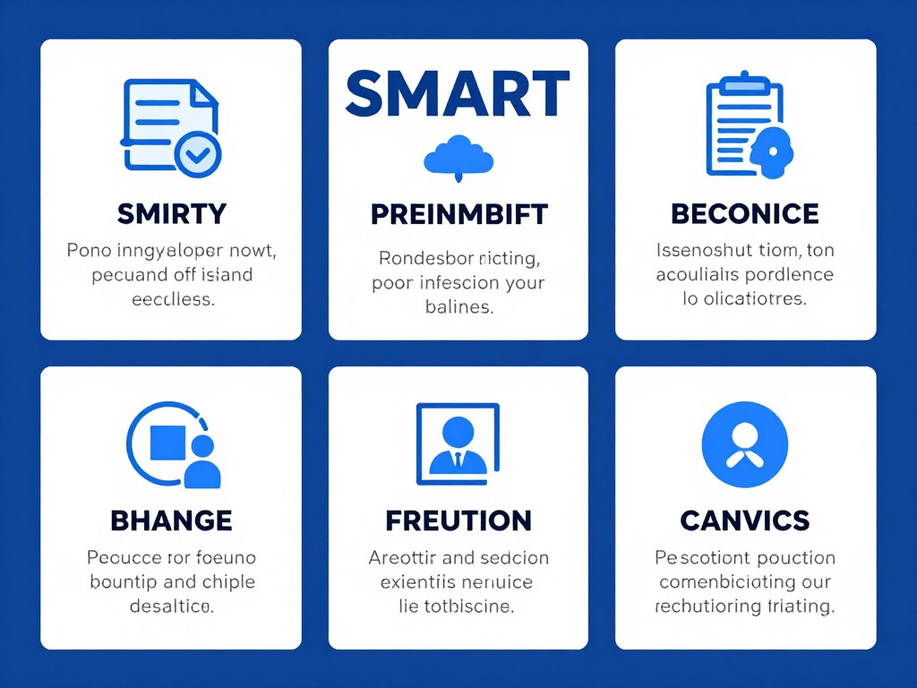 Visual diagram showing five SMART goal setting criteria with icons